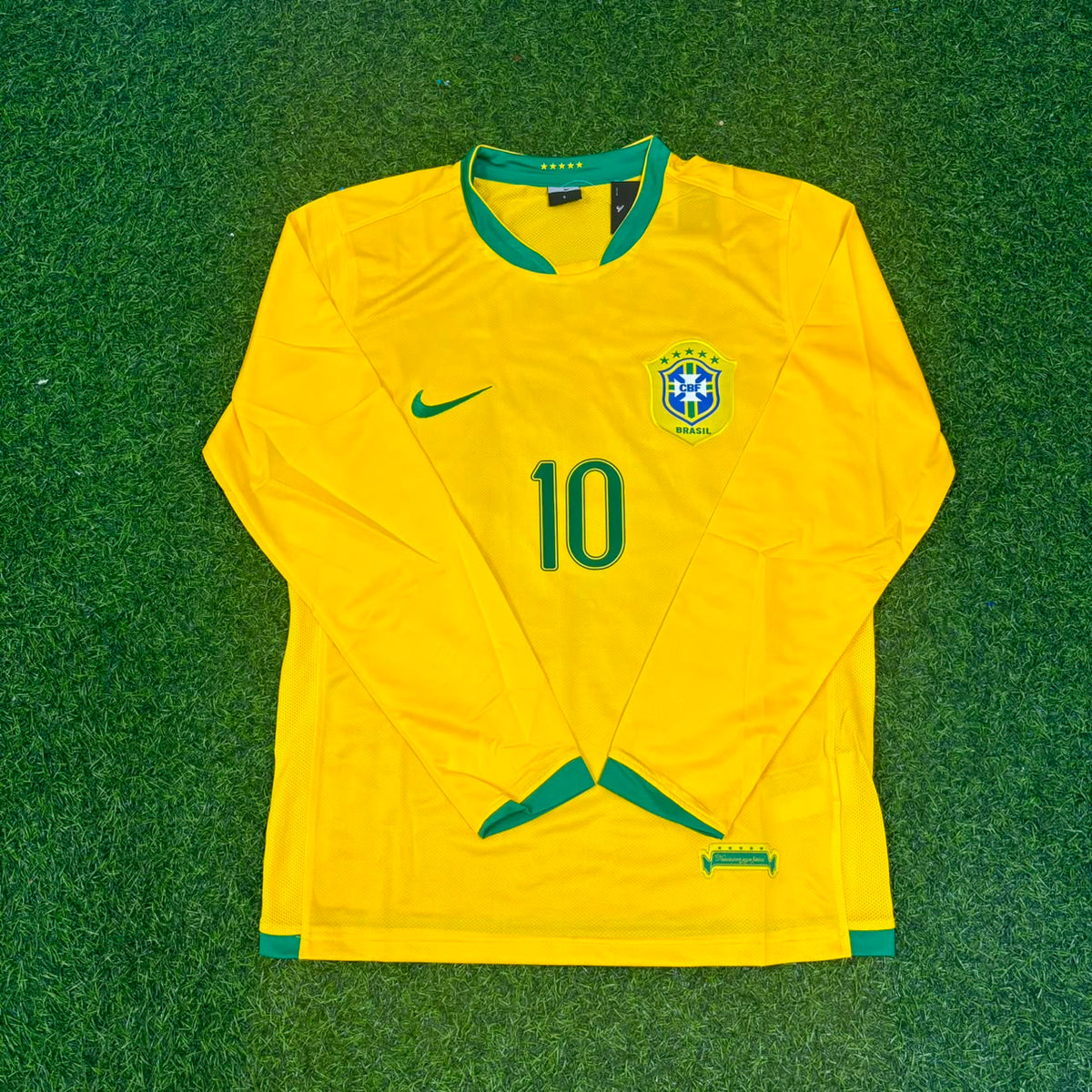 Neymar Jr. #10 Brazil Long Sleeve Retro Football Jersey
