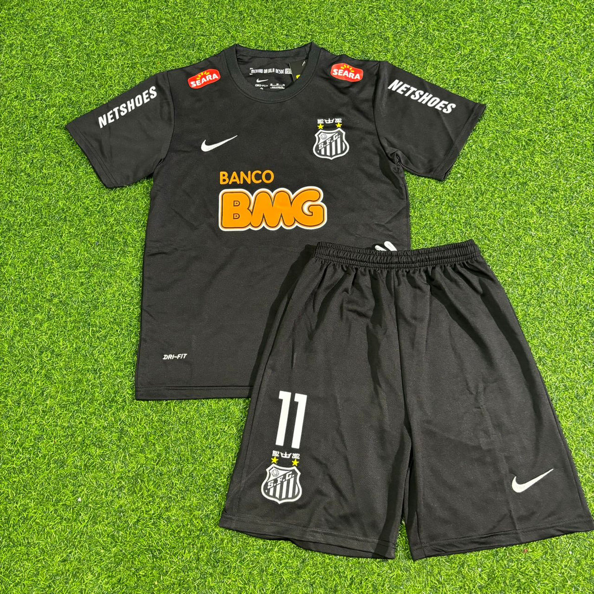 Neymar Jr Santos 2009-2013 Black Kids Retro Football Jersey