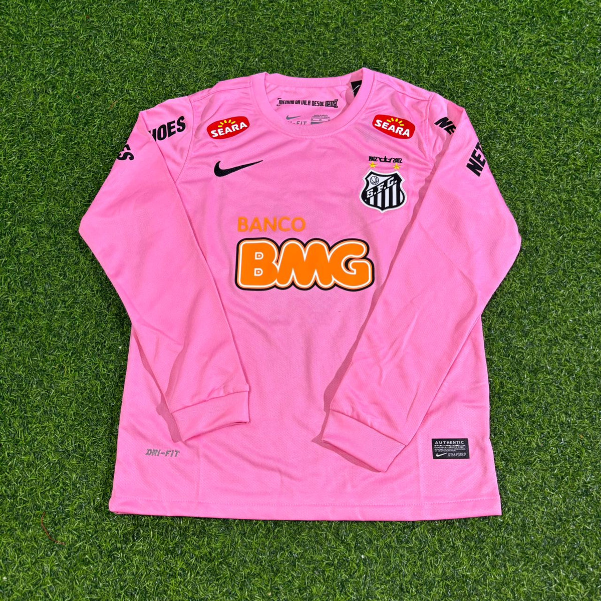Neymar Jr Santos Kinder Pink Langarm Retro Fußballtrikot