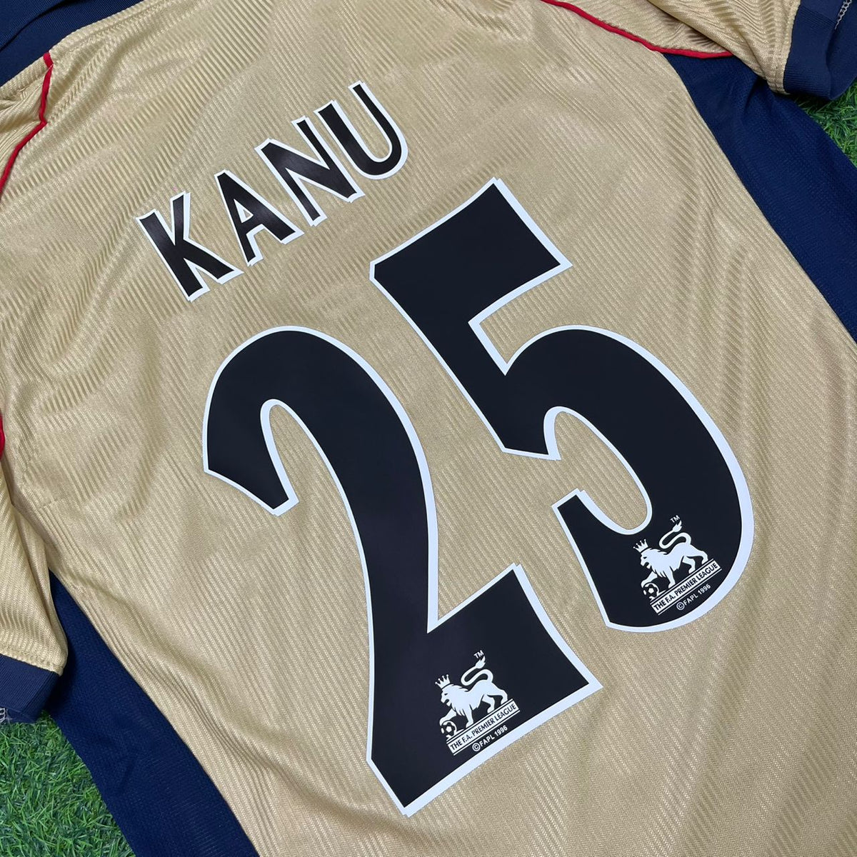 Nwankwo Kanu #25 Arsenal 2001-2002 Away Golden Retro Jersey