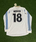 Pavel Nedved Lazio 1999 2000 Weiß Langarm Retro Fußballtrikot