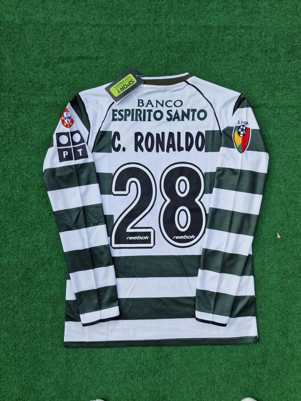 Cristiano Ronaldo Sporting Lissabon Erste Saison Langarm Retro Kinder Trikot Fußballhemd