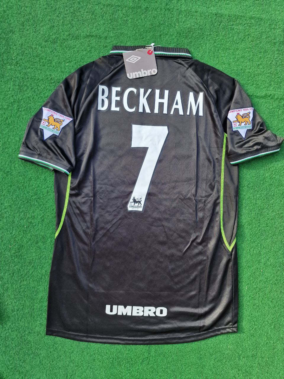 David Beckham Manchester United 1998 1999 Schwarzes Retro-Fußballtrikot