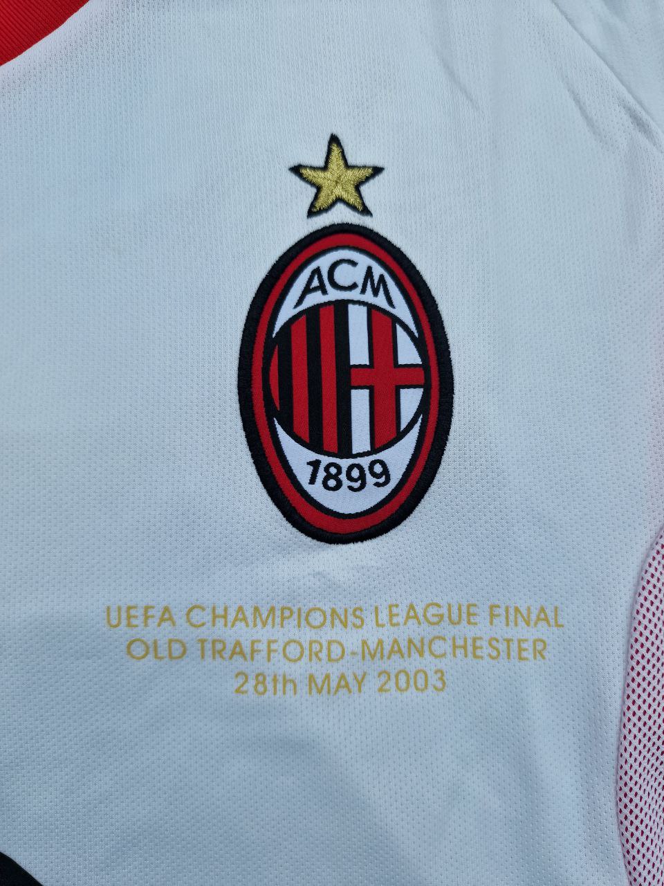 Rivaldo AC Milan 2003 Champions League Final Old Trafford White Retro Jersey Maglia Maillot