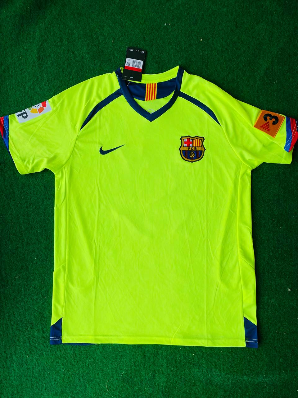 Samuel Eto'o #9 Barcelona 2005 2006 Grün Gelb Retro Trikot Maillot Fußball Shirt