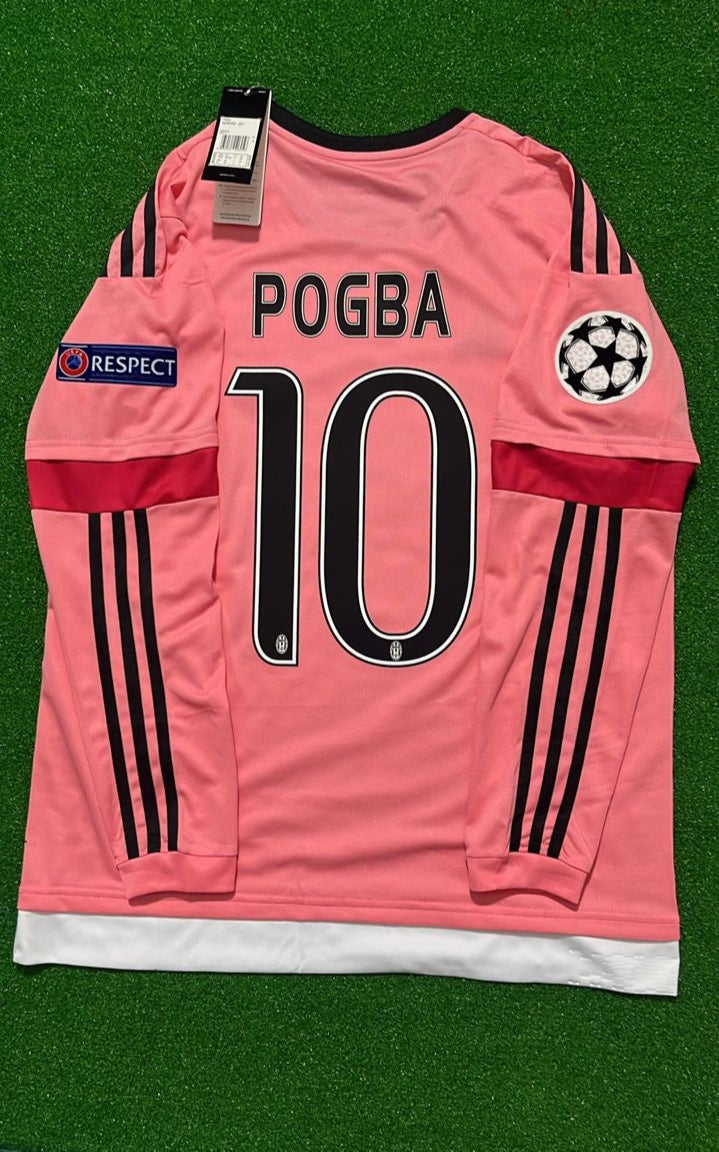 Paul Pogba Juventus Rosa Retro 2015-2016 Langarm Rosa Trikot