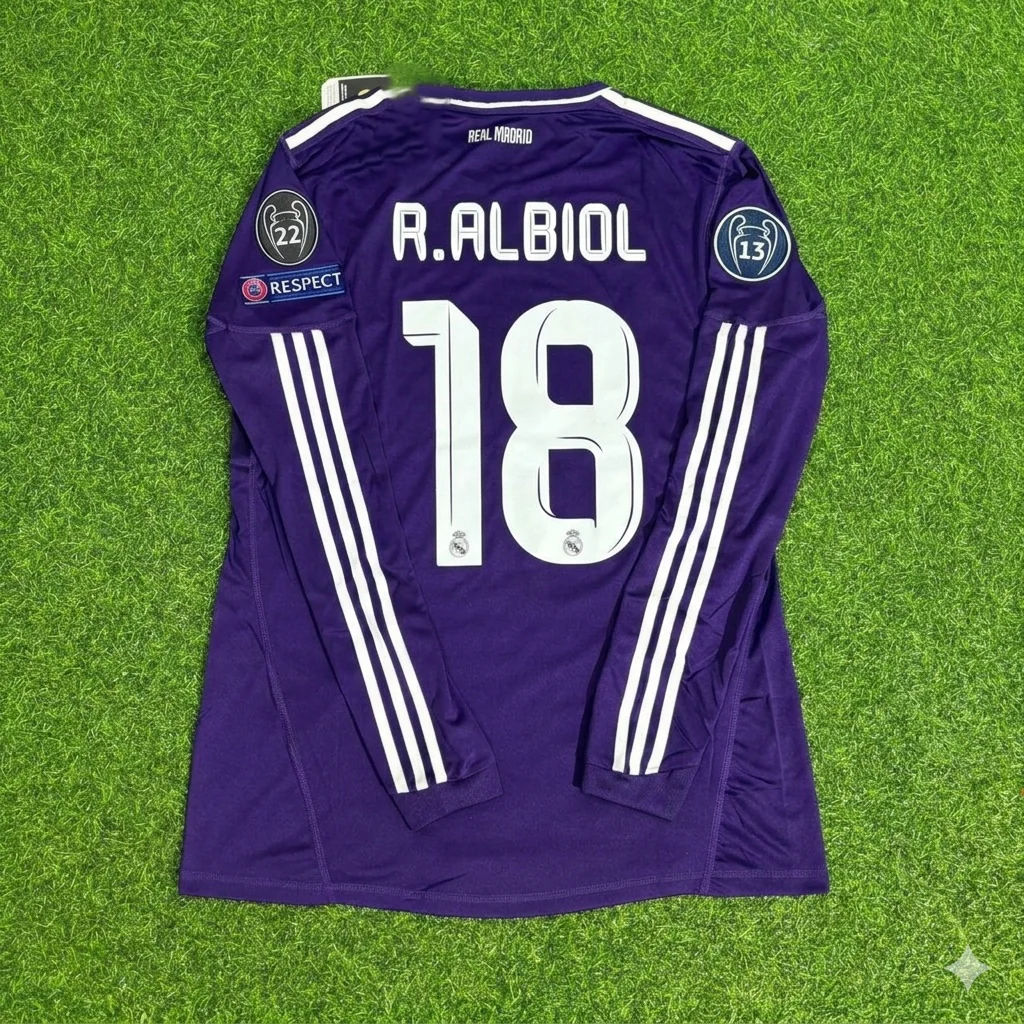 Raul Albiol 18 - Real Madrid 2010/2011 Lila Langarm-Fußballtrikot