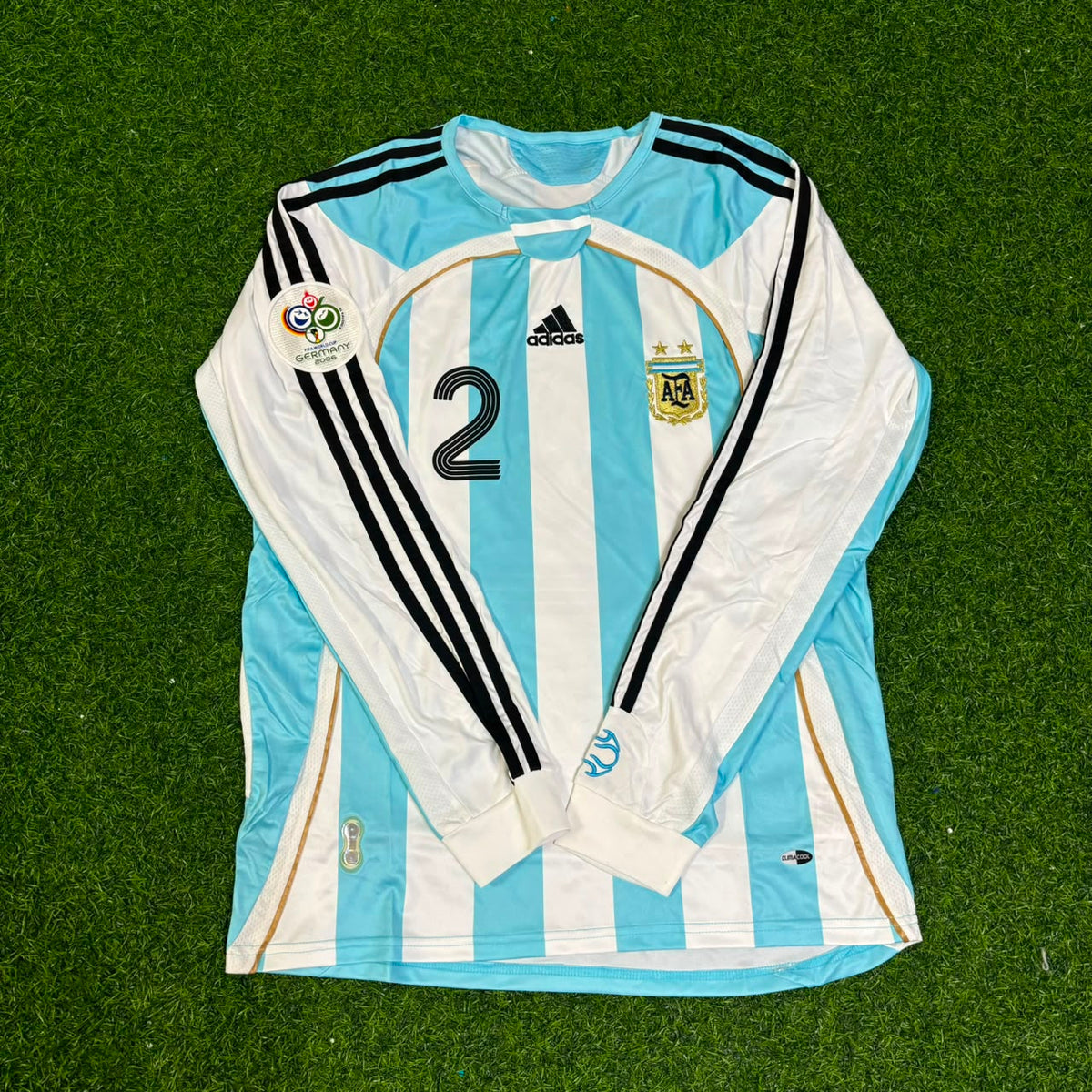 Roberto Ayala #2 Argentinien WM 2006 Retro Langarm Fußballtrikot