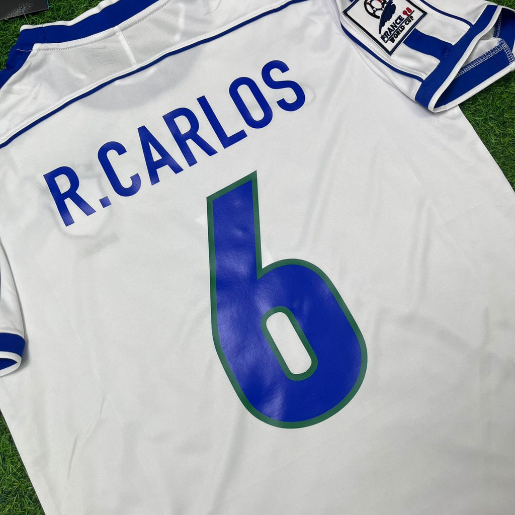 Roberto Carlos Nr. 6 Brasilien 1998 WM Weiß Retro Fußballtrikot