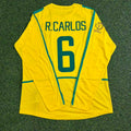 Roberto Carlos Brasilien 2002 WM-Finale Gelb Langarm Retro Fußballtrikot