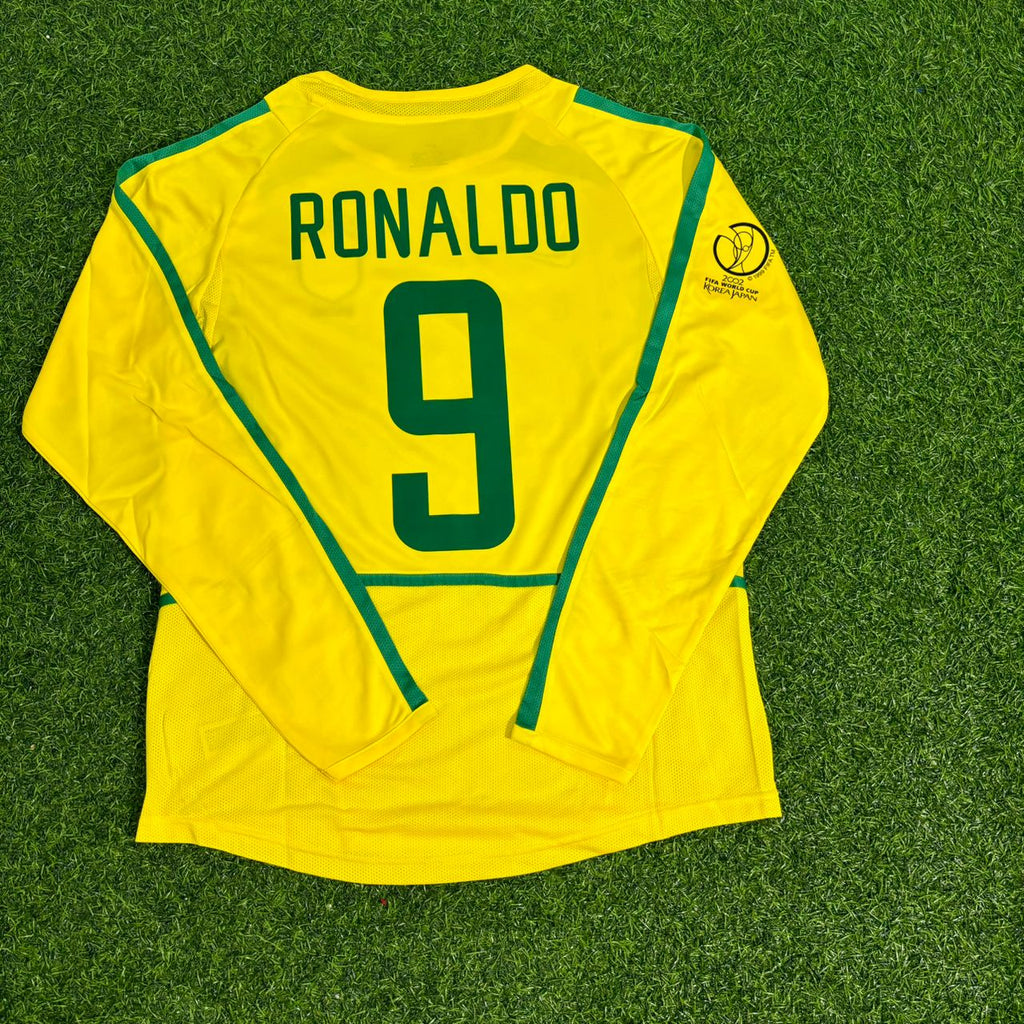 Ronaldo Nazário Brazil 2002 World Cup Final Yellow Long Sleeve Retro Football Jersey