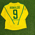 Ronaldo Nazário Brazil 2002 World Cup Final Yellow Long Sleeve Retro Football Jersey