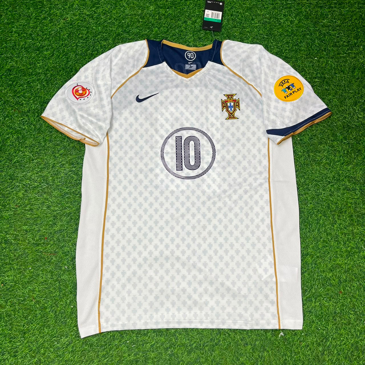 Rui Costa 10 Portugal EURO 2004 Retro Weiß Auswärtstrikot Fußballtrikot