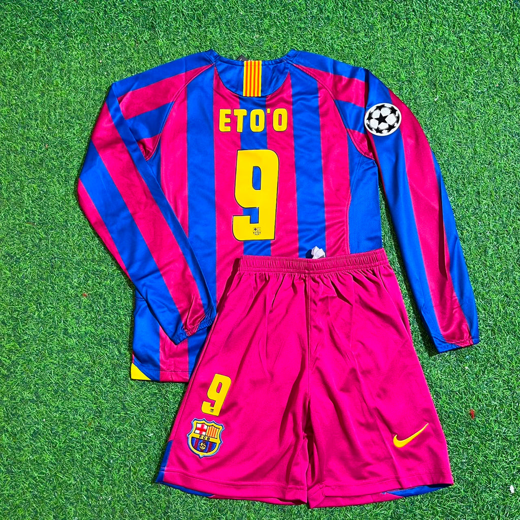 Samuel Eto'o Barcelona 2005-2006 Langarm Kinder Retro Fußballtrikot