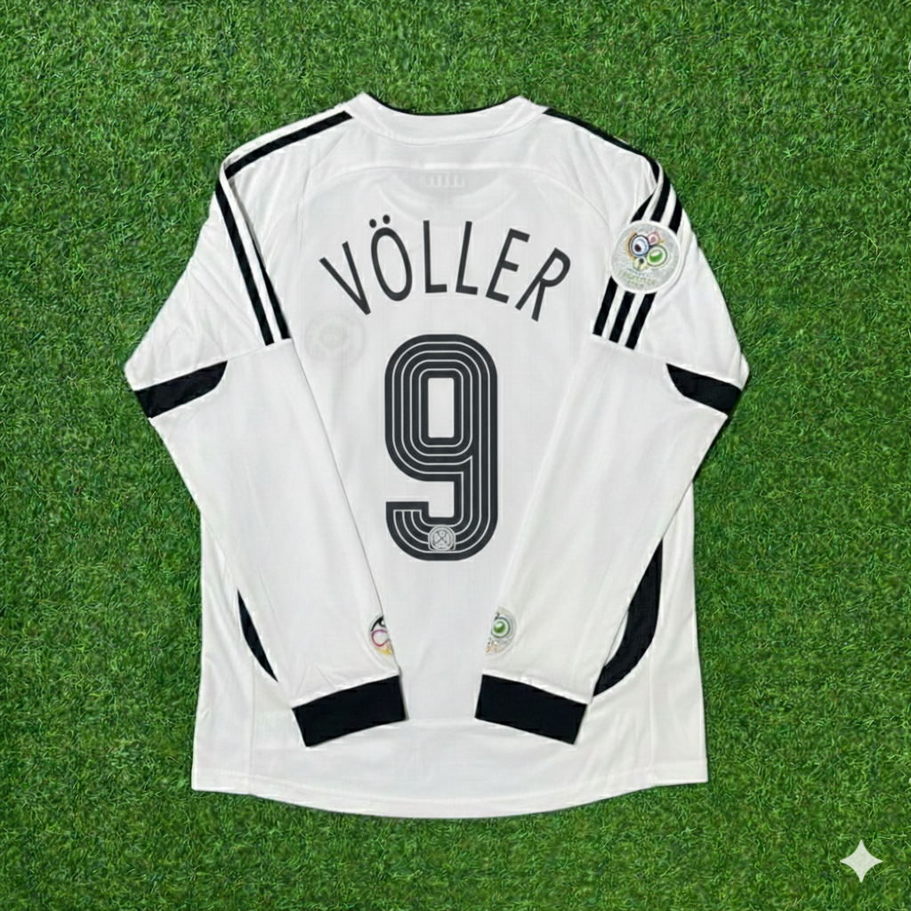 Rudi Völler Deutschland WM Langarm-Retro-Fußballtrikot Weiß
